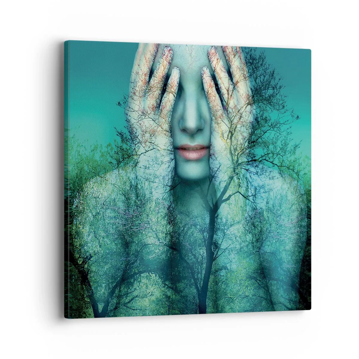 Obraz na plátně - Ponořená do modré - 40x40 cm