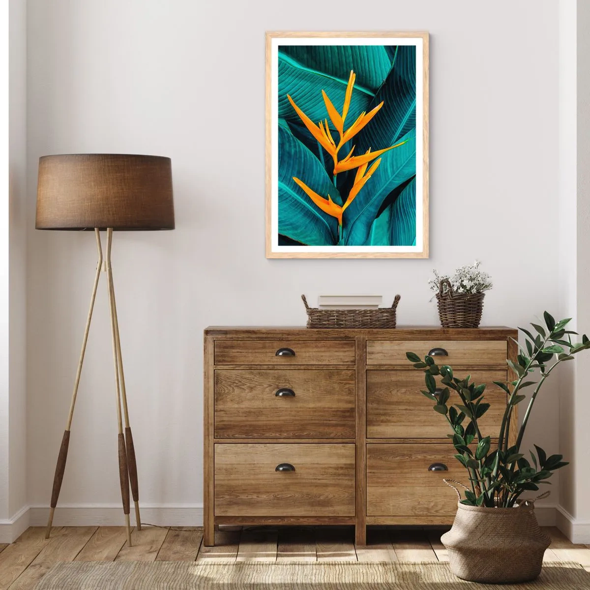 Plakát v rámu světlý dub - Rajský květ - 70x100 cm