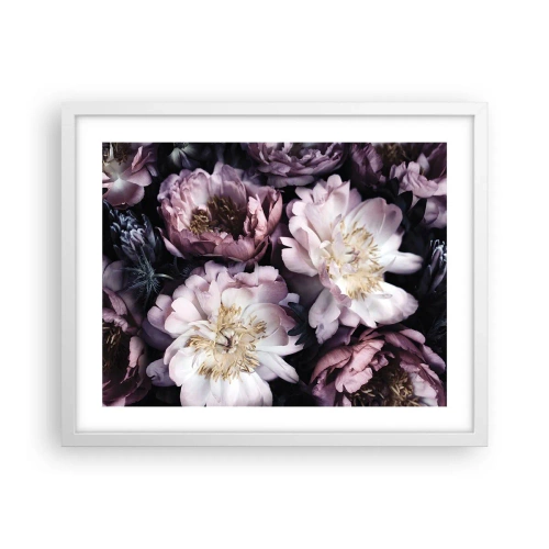 Plakát v bílém rámu - Kytice ve starém stylu - 50x40 cm