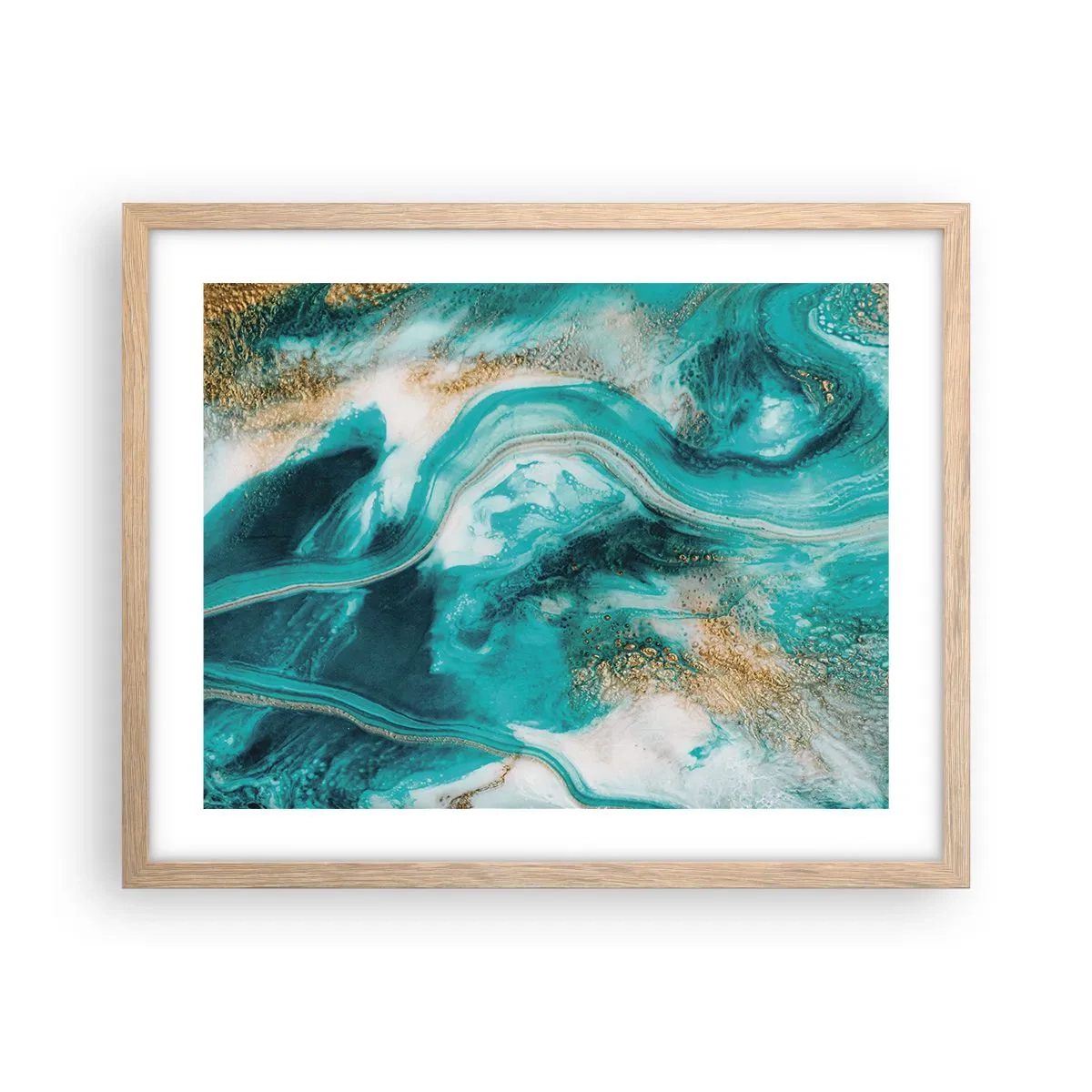 Plakát v rámu světlý dub - Řeka zlata - 50x40 cm