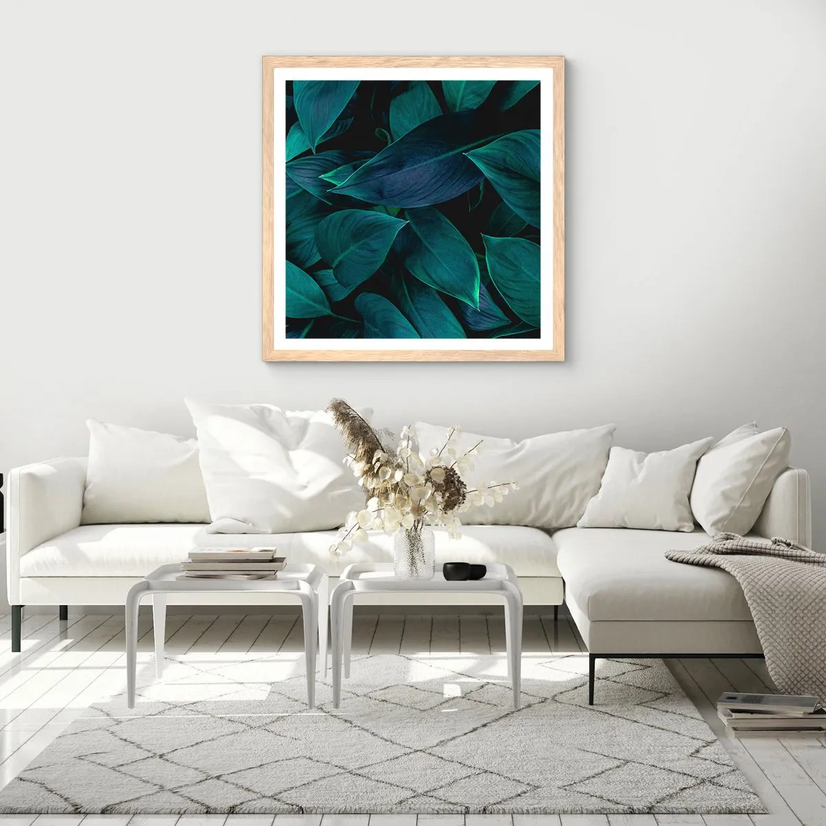 Plakát v rámu světlý dub - Zeleň sama o sobě - 40x40 cm