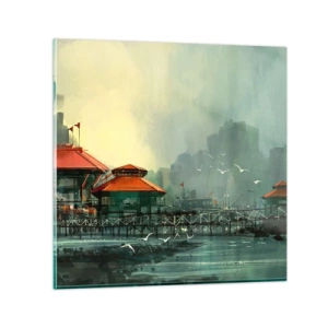 Obraz na skle - Slunečný den v přístavu - 30x30 cm