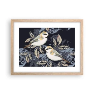 Plakát v rámu světlý dub - Žlutomodrá píseň - 40x30 cm