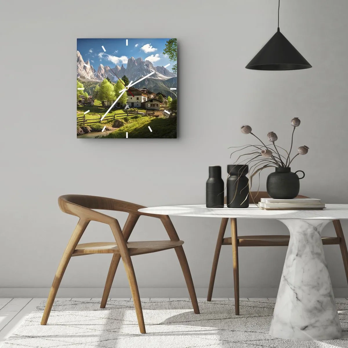 Nástěnné hodiny - Alpská idyla - 40x40 cm