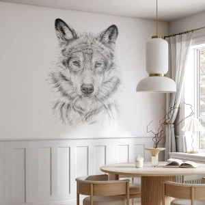 Fototapeta Premium Sand - Rozený vůdce - Vlk, Skica, skandinávský - 150x105 cm