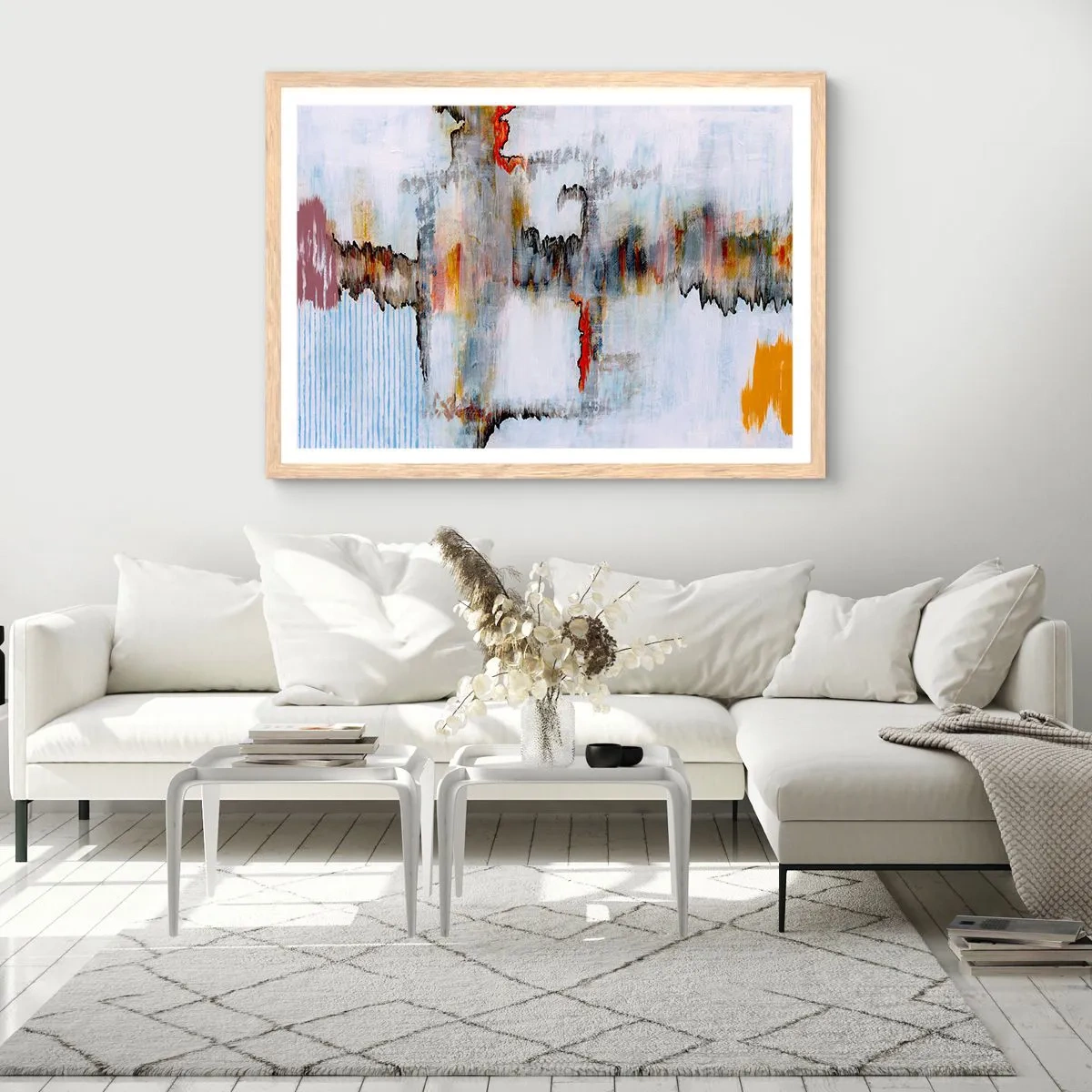 Plakát v rámu světlý dub - Klackem po vodě - 50x40 cm