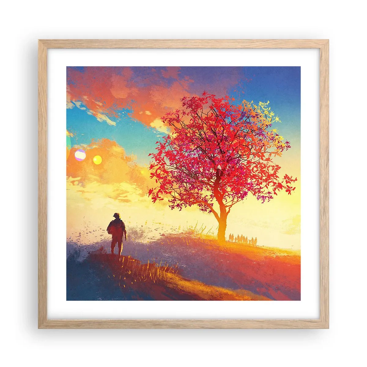 Plakát v rámu světlý dub - Poutník u cíle - 50x50 cm