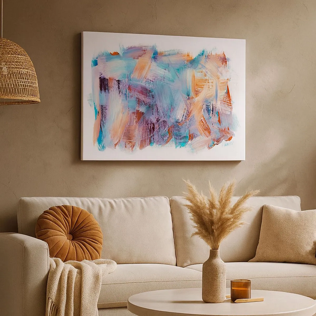 Obraz na plátně - Barevné tahy štětcem v abstraktní kompozici - 70x50cm - Barevný nepořádek - Moderní nástěnná dekorace do obývacího pokoje a ložnice ARTTOR