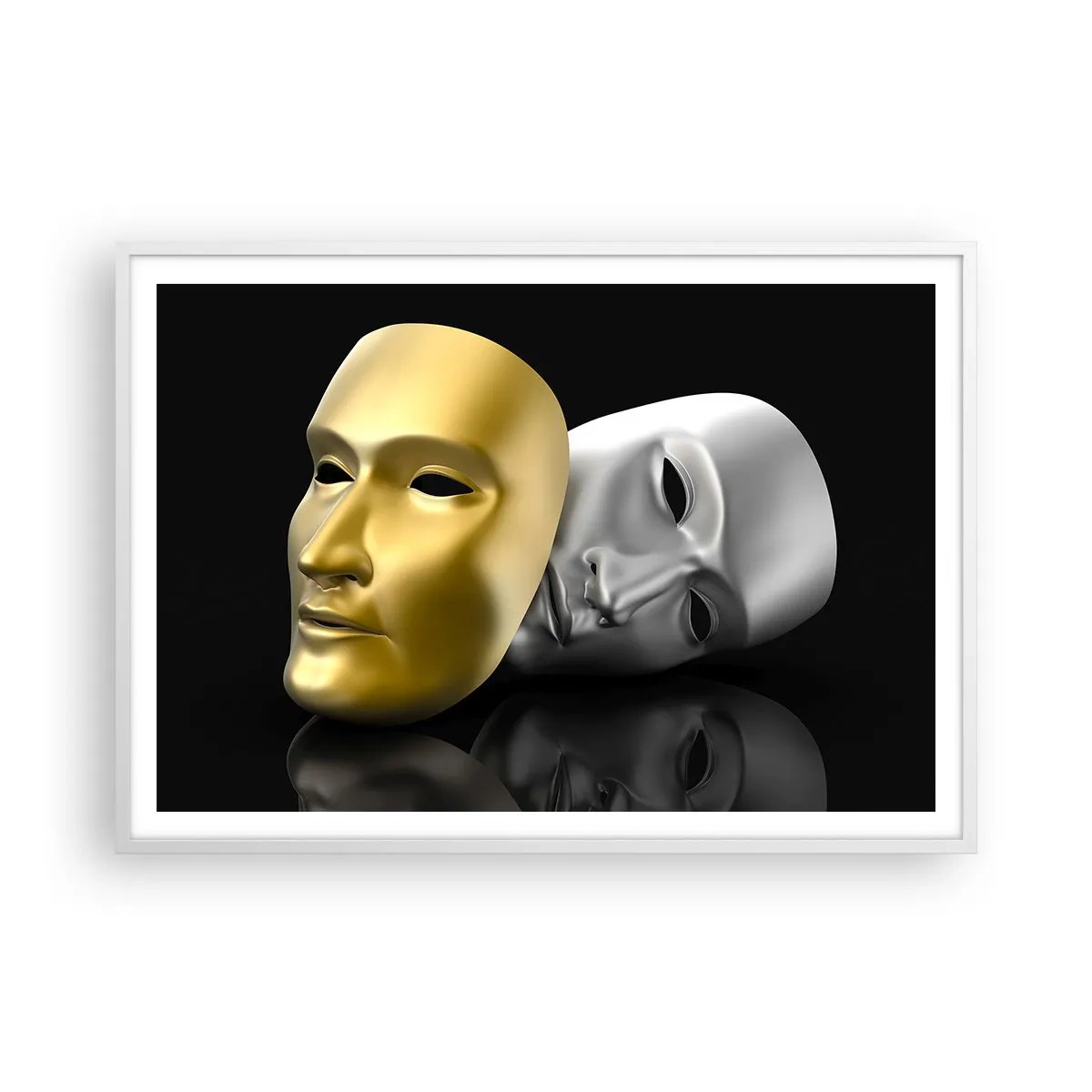 Plakát v bílém rámu - Život je divadlo - 100x70 cm