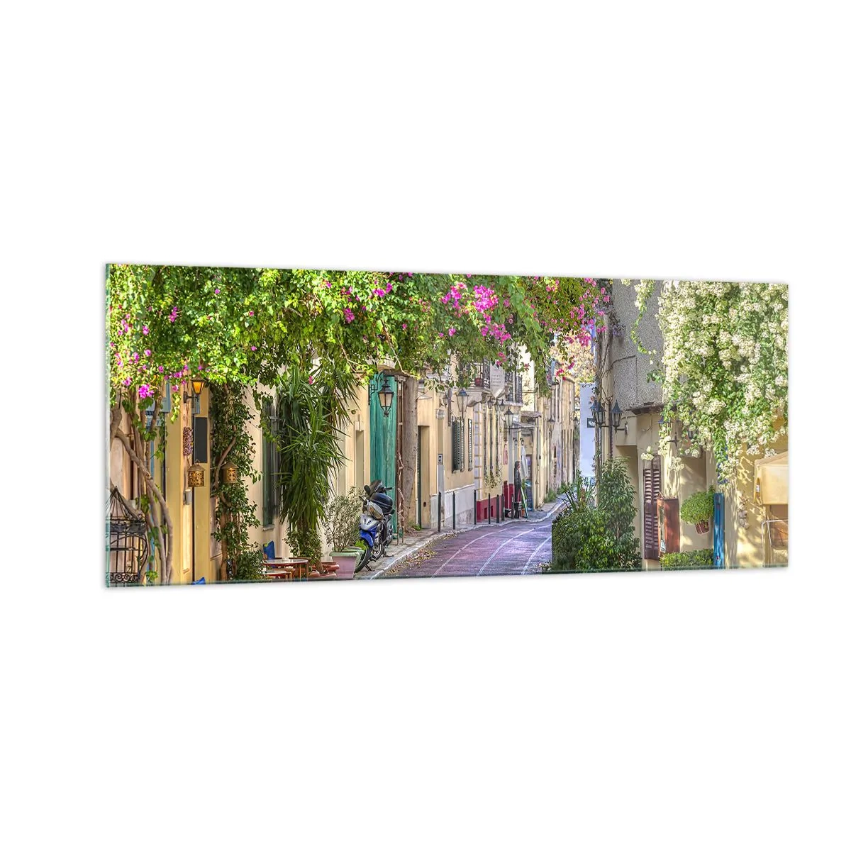 Obraz na skle - Kvetoucí zákoutí - 100x40 cm