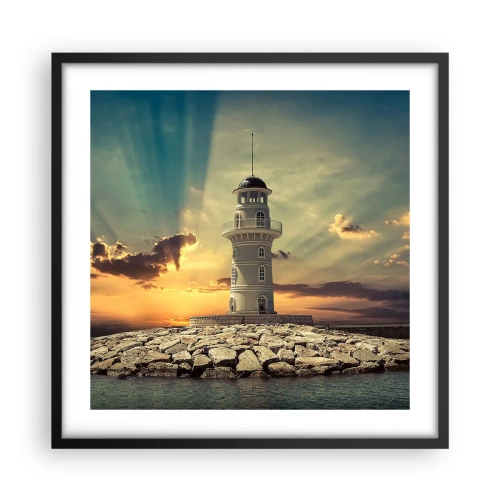 Plakát v černém rámu - Světlo - Dobro - Krása - 50x50 cm