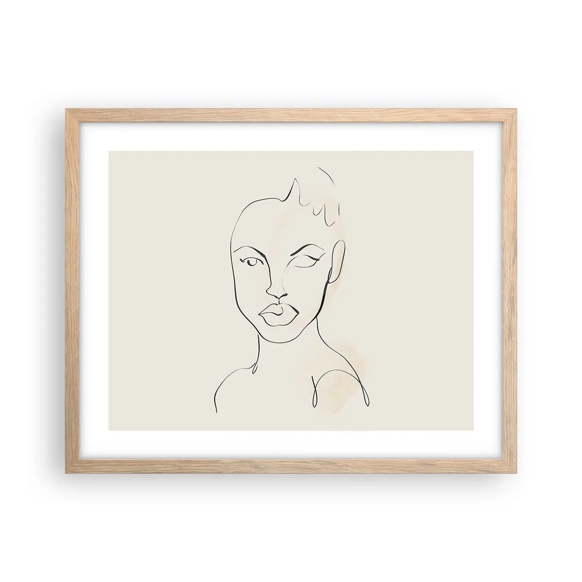 Plakát v rámu světlý dub - Obrys smyslnosti - 50x40 cm