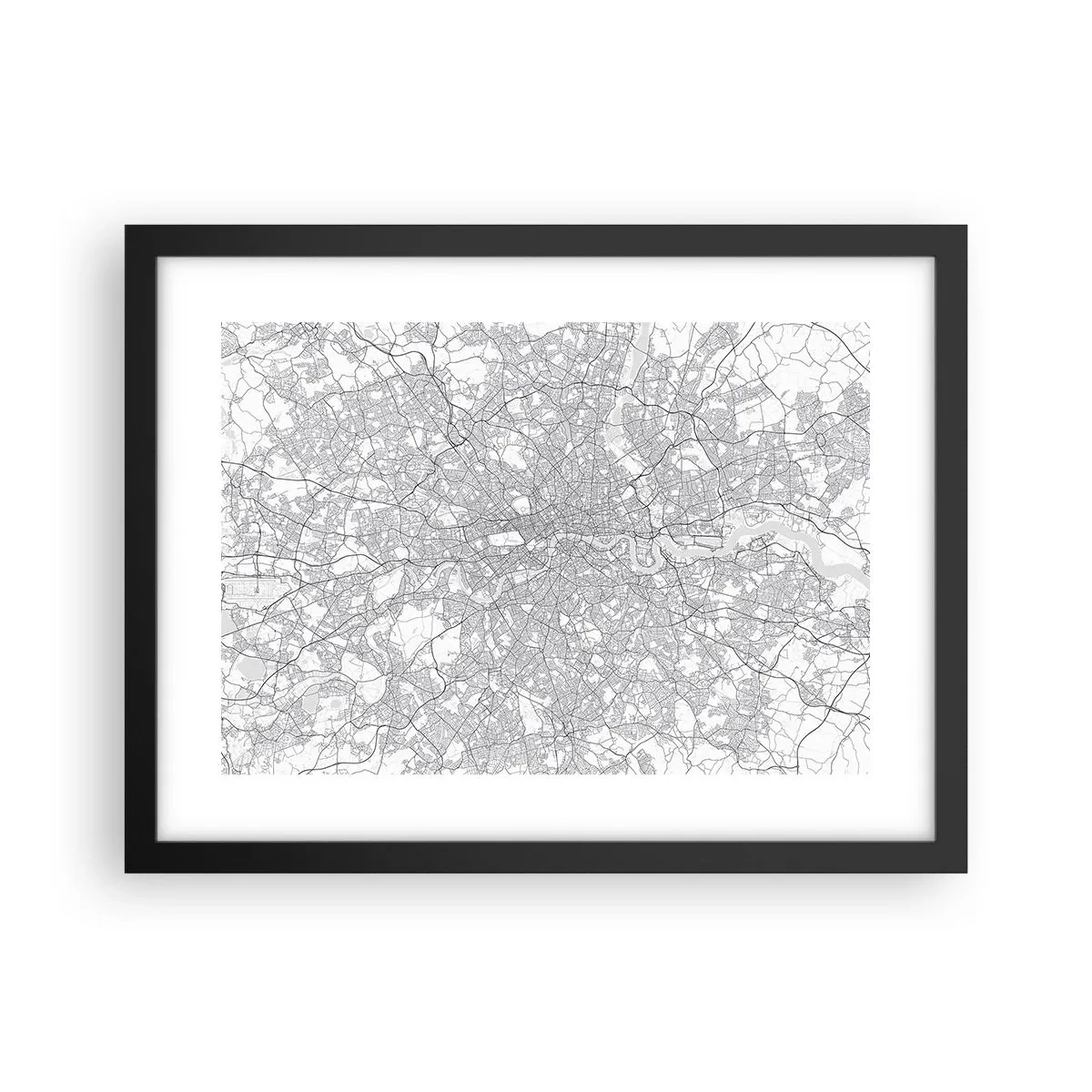 Plakát v černém rámu - Mapa londýnského labyrintu - 40x30 cm