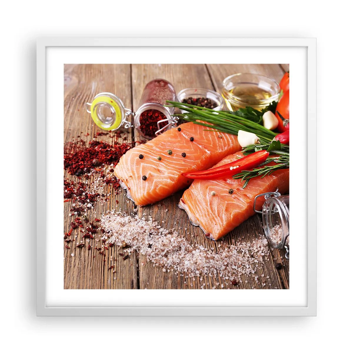 Plakát v bílém rámu - Norské dobrodružství v kuchyni - 50x50 cm