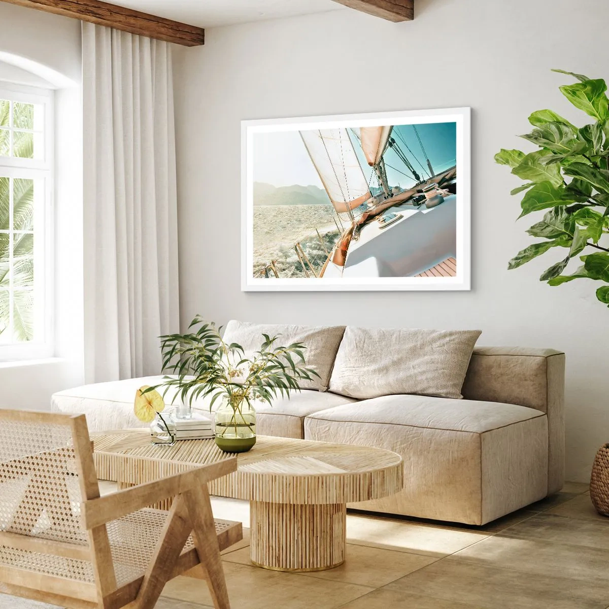 Plakát v bílém rámu - Pod plnými plachtami - 50x40 cm