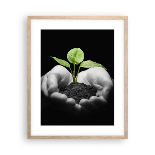 Plakát v rámu světlý dub - Miluji přírodu, chráním ji - 40x50 cm