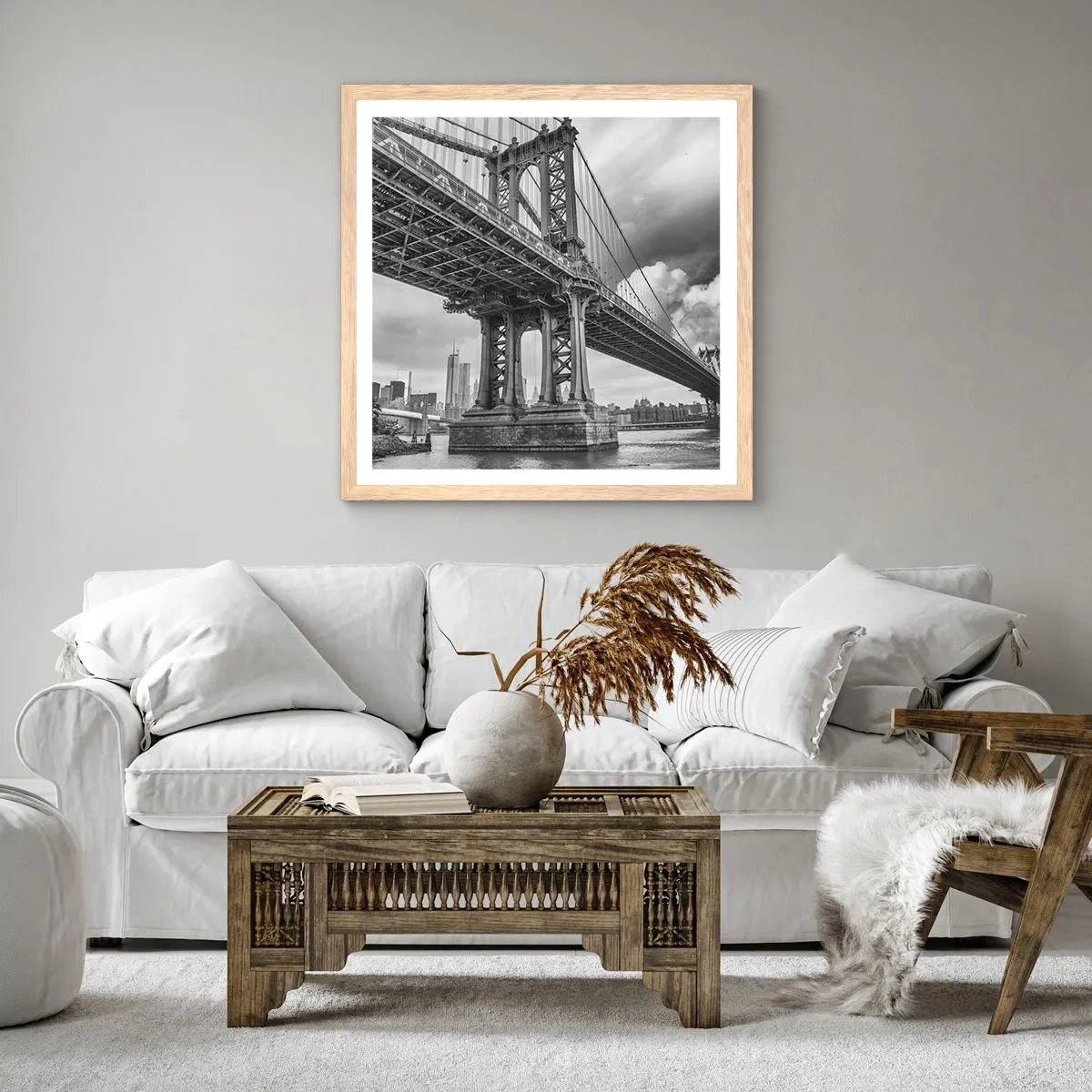 Plakát v rámu světlý dub - Do srdce města - 60x60 cm