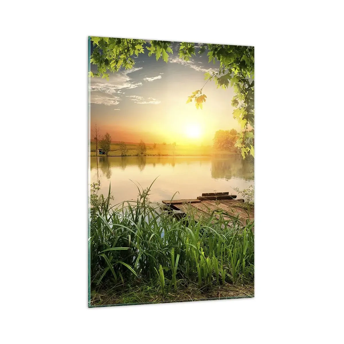 Obraz na skle - Krajina v zeleném rámu - 80x120 cm