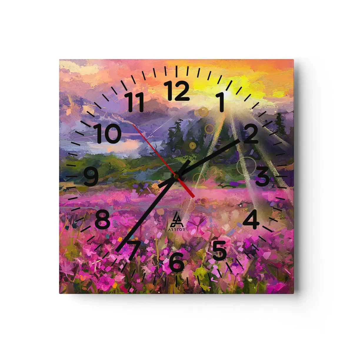 Nástěnné hodiny - V údolí v péči slunce - 40x40 cm