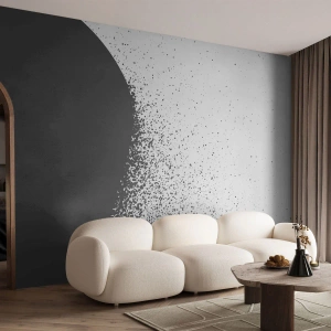 Fototapeta Standard Eco - Pohyb částic - Abstrakce, Černý a bílý, Grafika - 250x175 cm