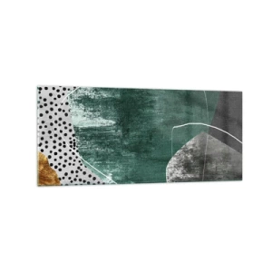 Obraz na skle - Barevná abstrakce se zlatou vločkou - 120x50 cm