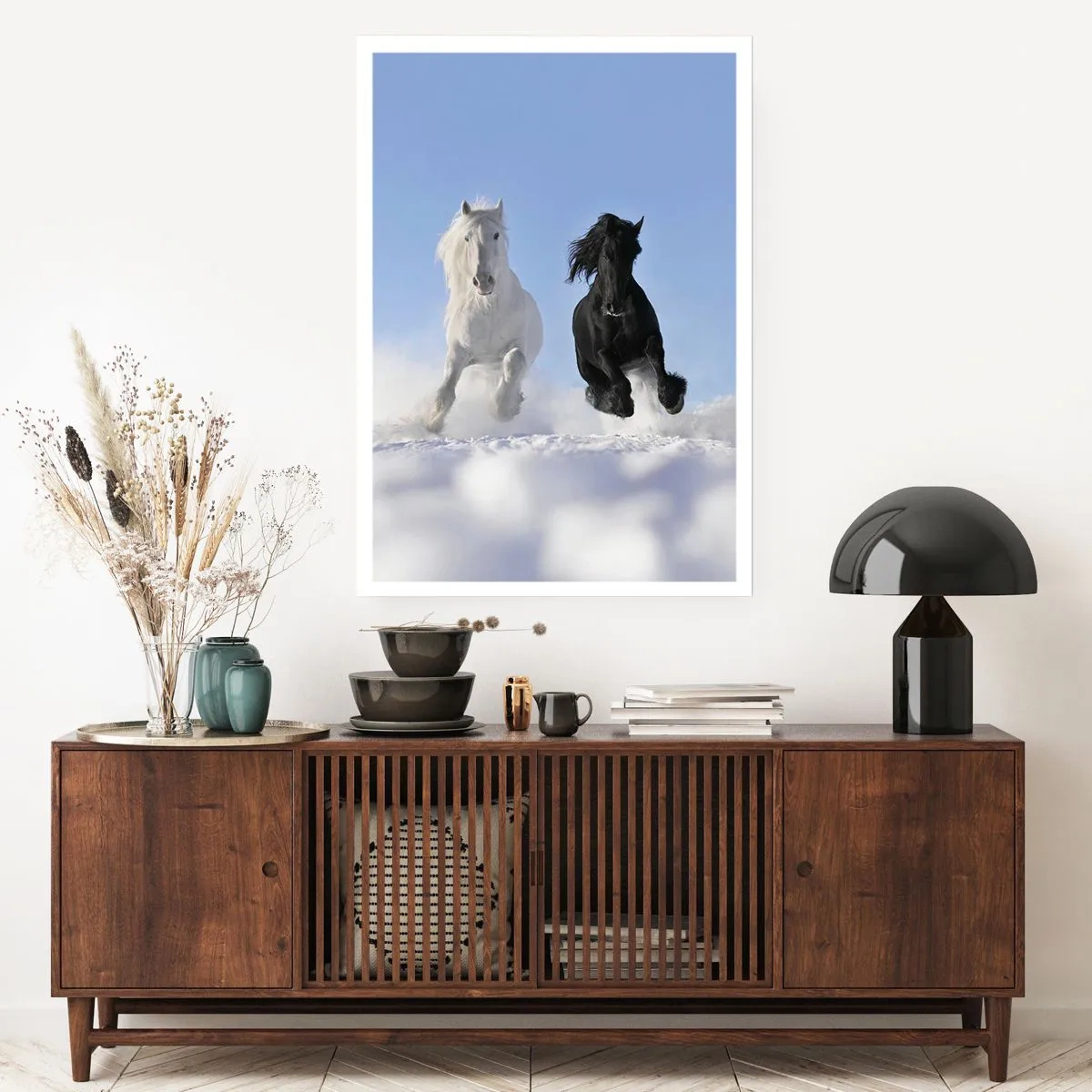 Plakát - Černo-bílý cval - 70x100 cm