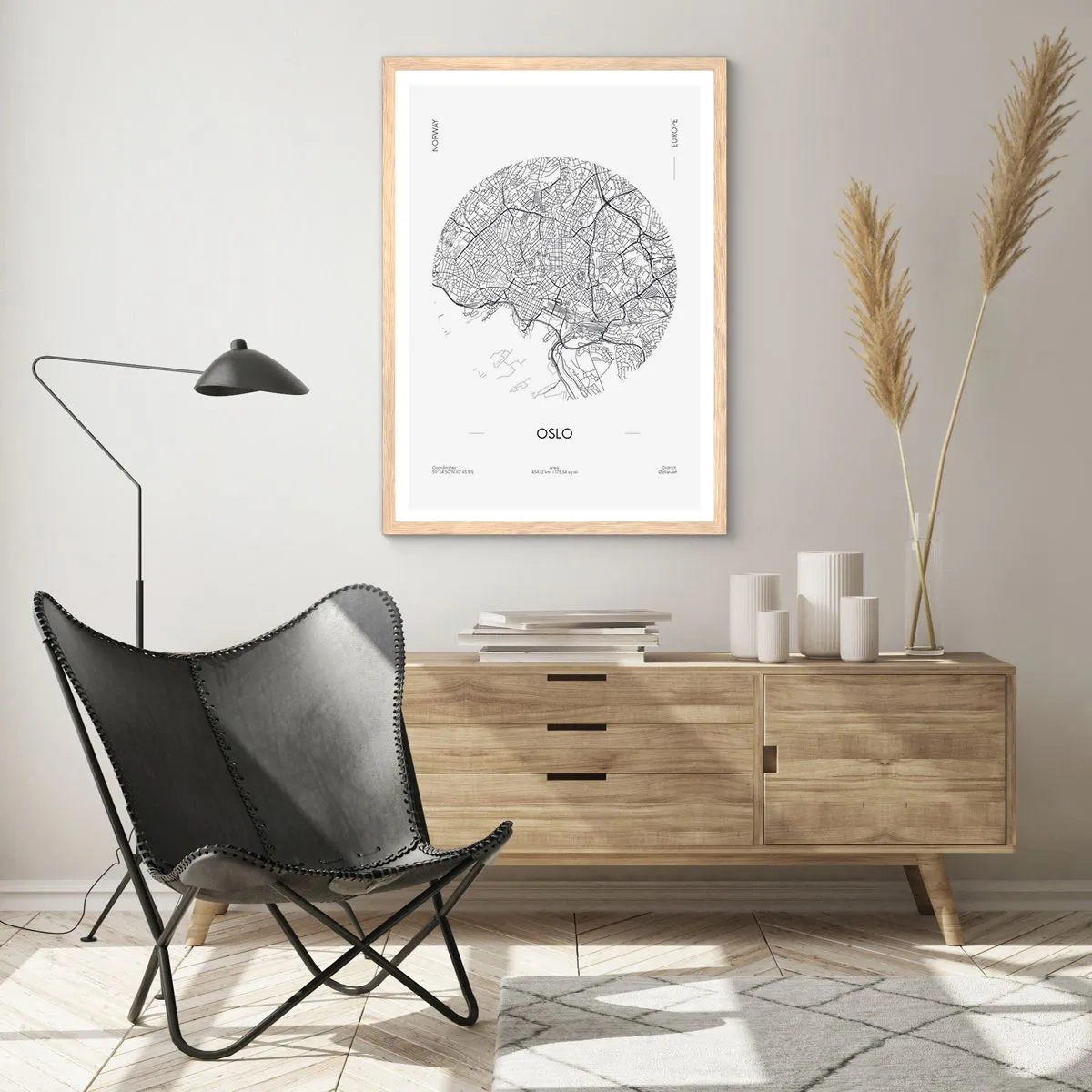 Plakát v rámu světlý dub - Anatomie Osla - 50x70 cm