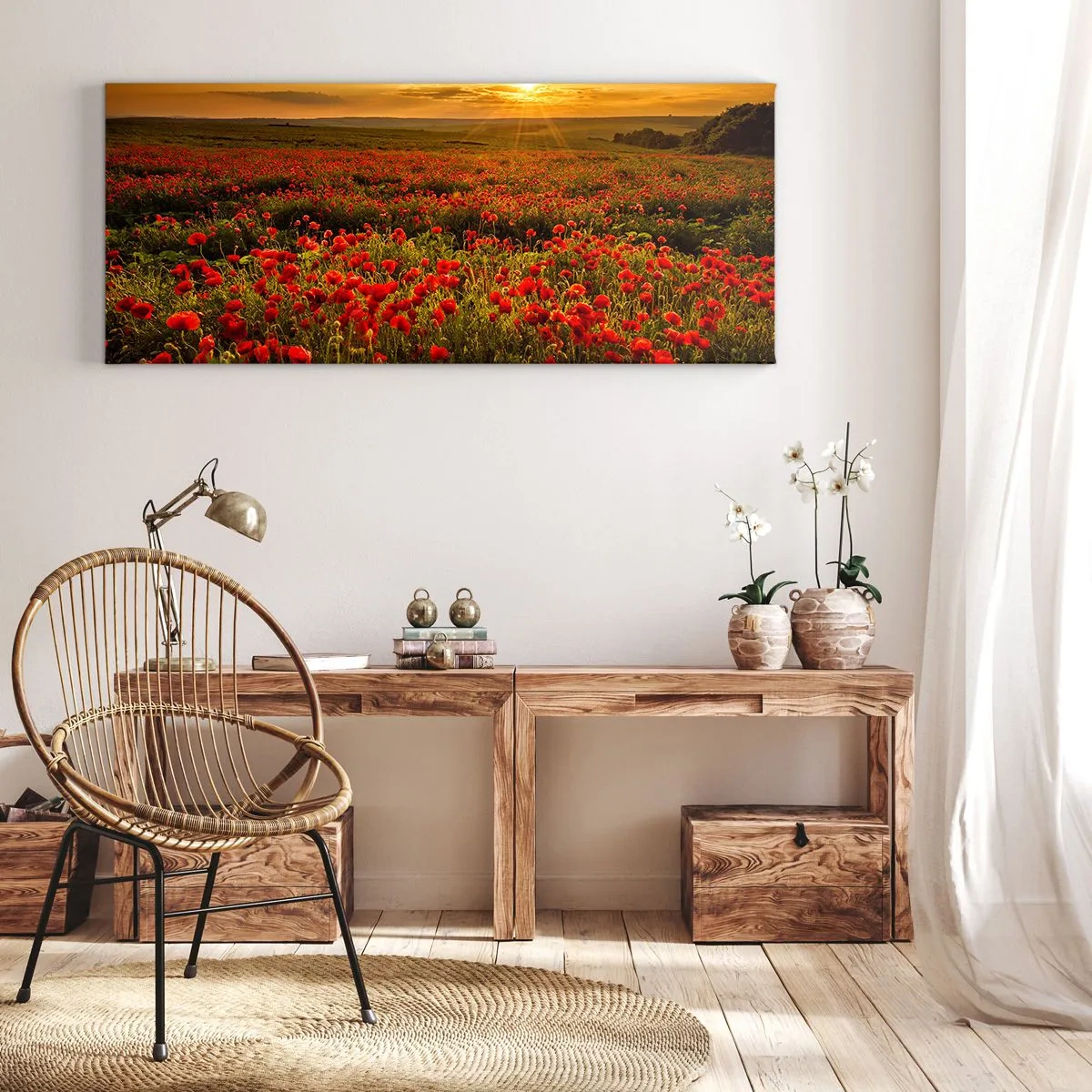 Obraz na plátně - Mezi vlnami šumících luk, mezi záplavou květů - 140x50 cm