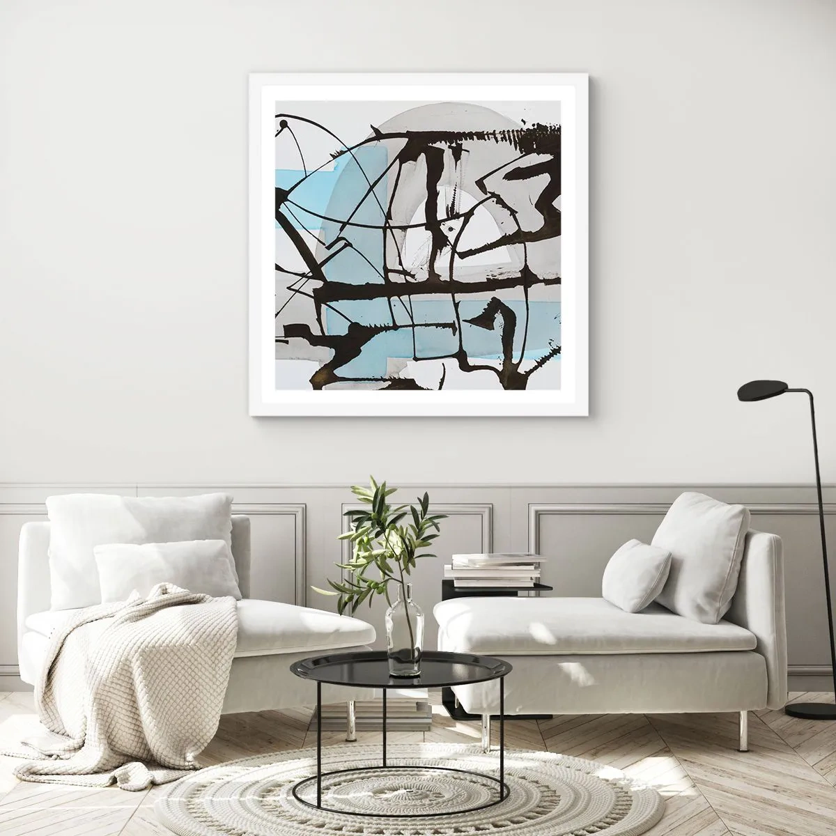 Plakát v bílém rámu - Přesto modrá - 60x60 cm