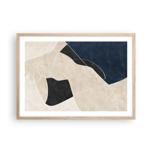 Plakát v rámu světlý dub - Abstraktní kompozice – kontrast barev - 70x50 cm