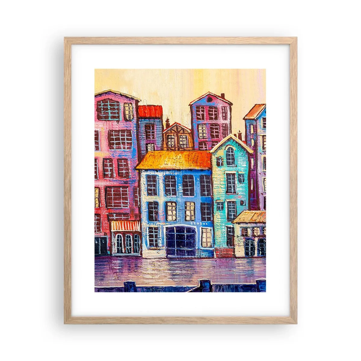 Plakát v rámu světlý dub - Město jako z pohádky - 40x50 cm