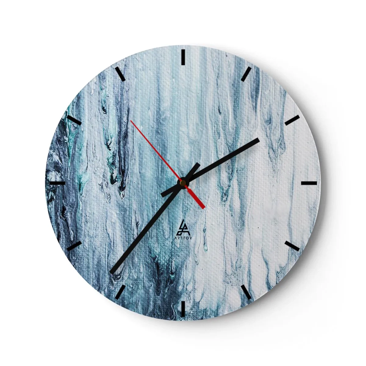 Nástěnné hodiny - Abstraktní vodopád v odstínech modré - 30x30cm - Modré rampouchy - Moderní nástěnná dekorace do obývacího pokoje, kuchyně a ložnice ARTTOR