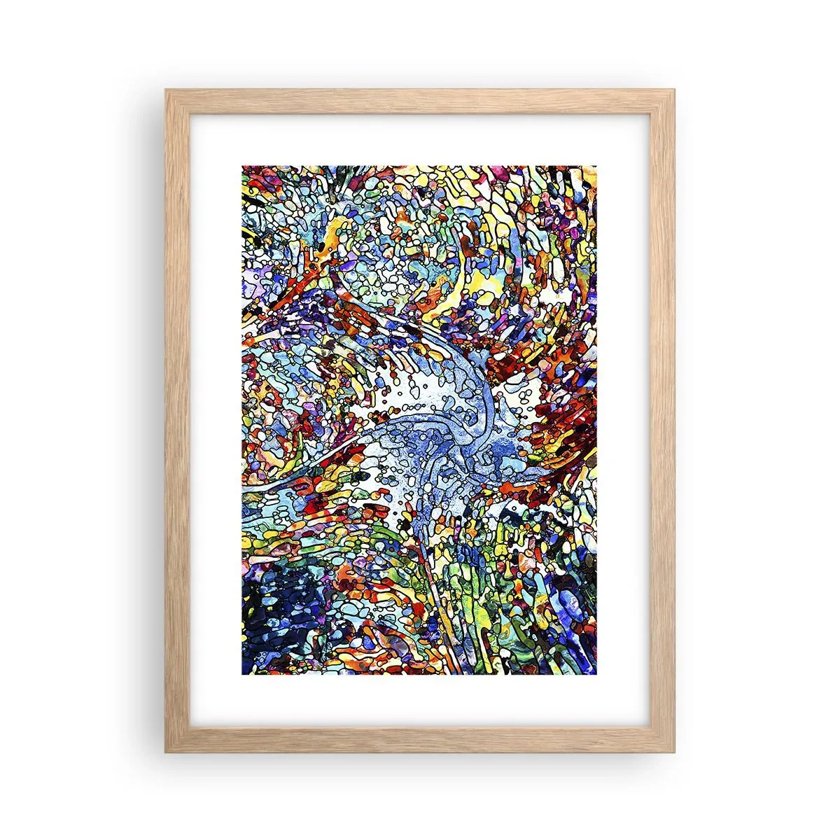 Plakát v rámu světlý dub - Vitráž s kapkami - 30x40 cm