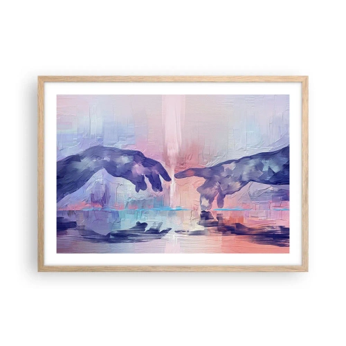 Plakát v rámu světlý dub - Božská jiskra života - 70x50 cm