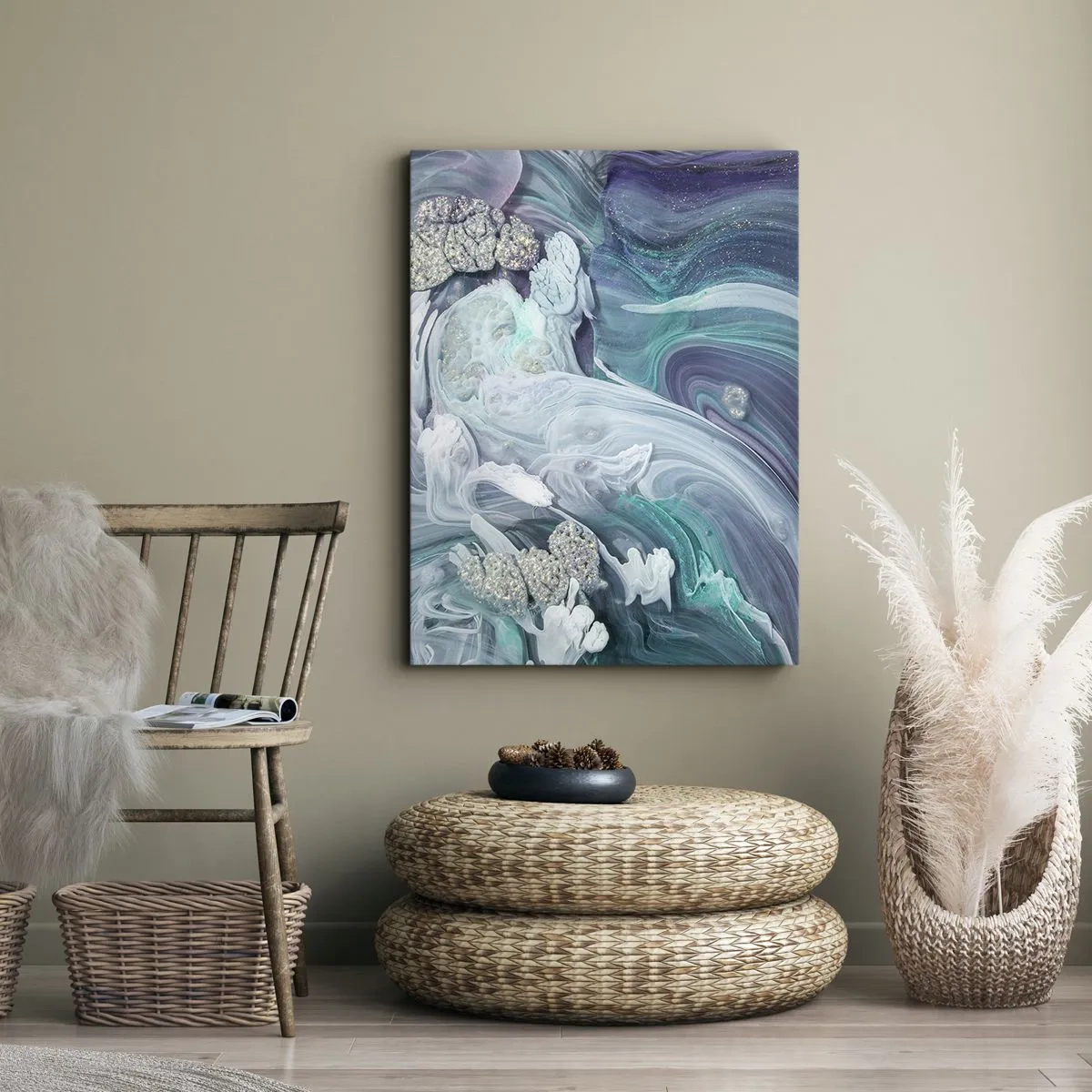 Obraz na plátně - Proudy modré - 45x80 cm