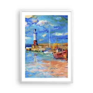 Plakát v bílém rámu - Odpoledne v duhové zátoce - 50x70 cm