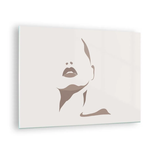 Obraz na skle - Obrys ženského obličeje a krku v minimalistickém stylu - 70x50cm - Stvořená ze světla a stínu - Moderní nástěnná dekorace do obývacího pokoje a ložnice ARTTOR