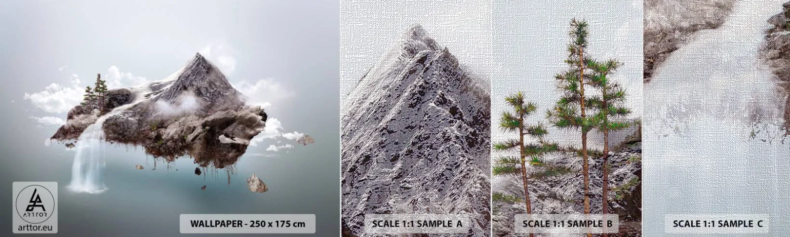 Vzor Fototapety Premium Canvas - Pohled surrealisty - Abstrakce, Fantazie, ostrov - 100x30 cm