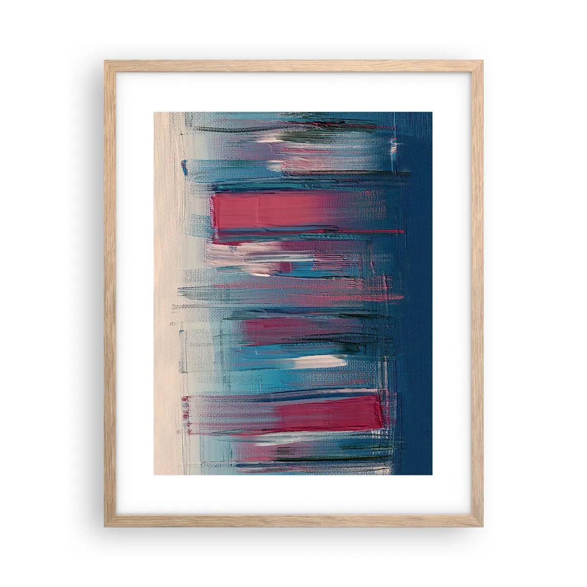 Plakát v rámu světlý dub - Vertikální kompozice v modré a červené - 40x50 cm