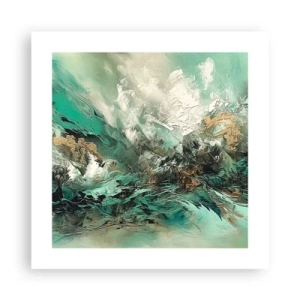 Plakát - Smaragdově černé vlnobití - 40x40 cm