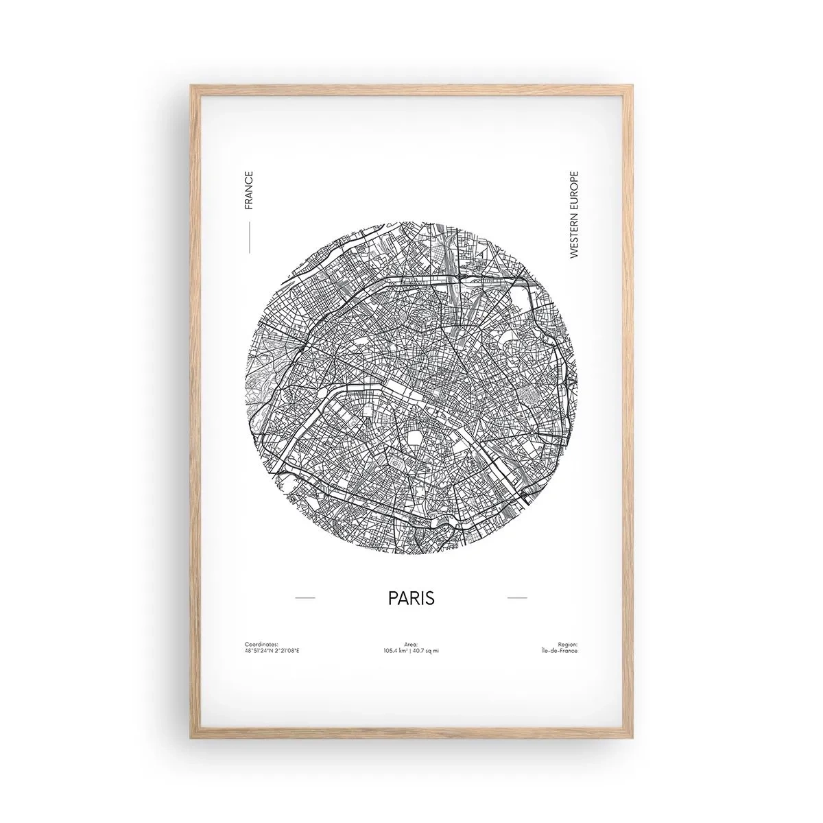 Plakát v rámu světlý dub - Anatomie Paříže - 61x91 cm