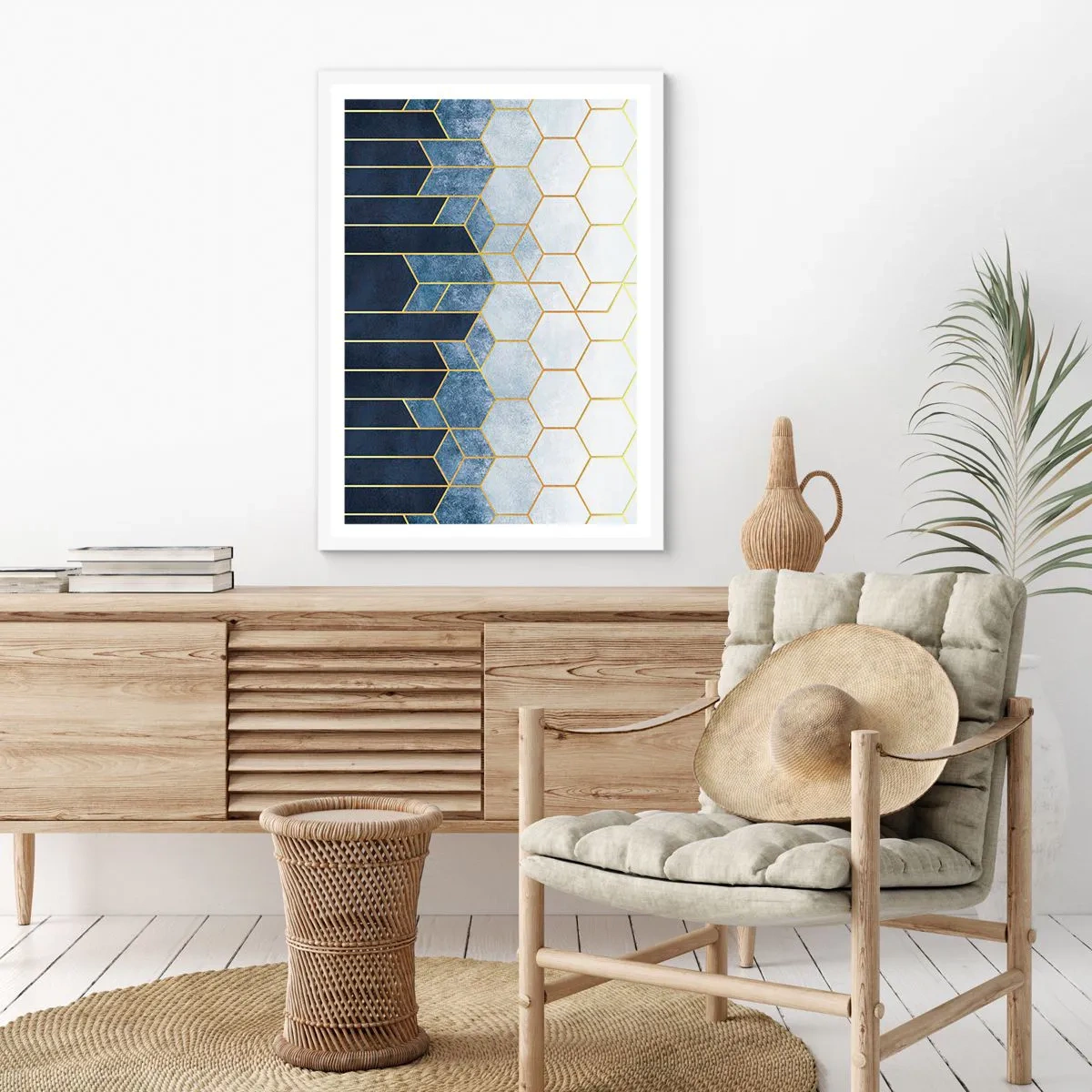 Plakát v bílém rámu - Kompozice v synkopickém rytmu - 70x100 cm