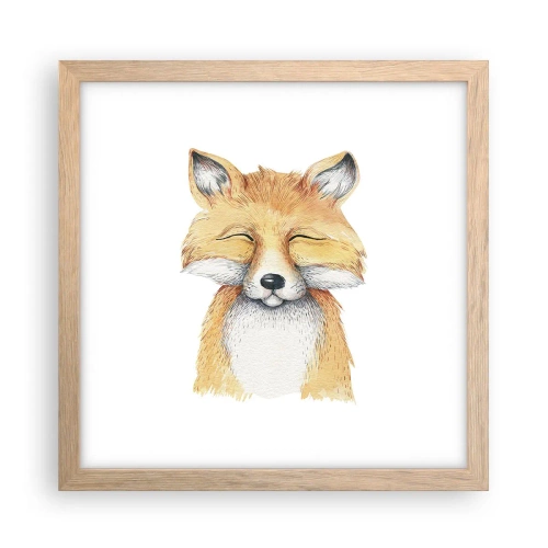 Plakát v rámu světlý dub - Liščí rozladěnost - 30x30 cm