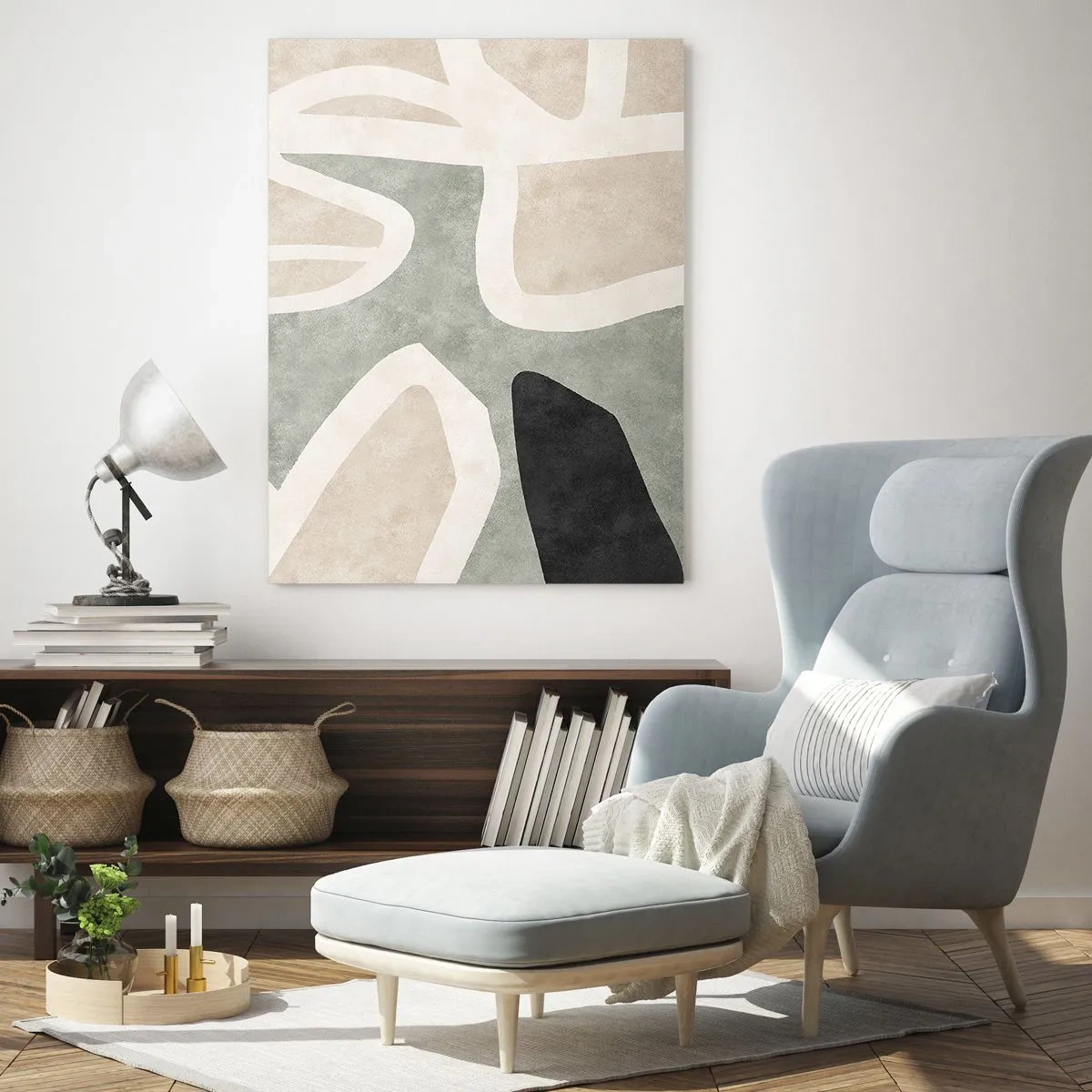 Obraz na skle - Kompozice s černým motivem - 80x120 cm