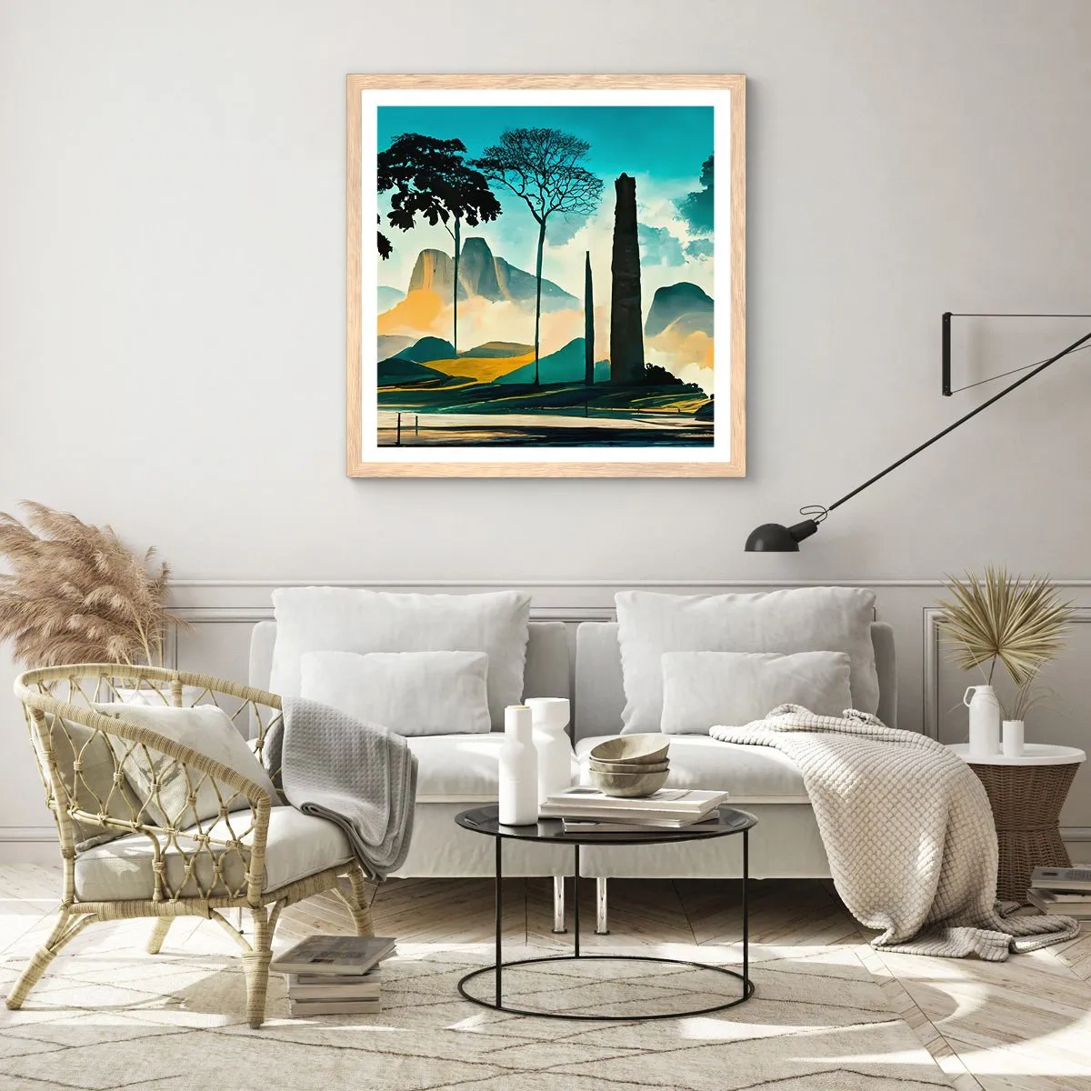 Plakát v rámu světlý dub - Výš a výš - 60x60 cm