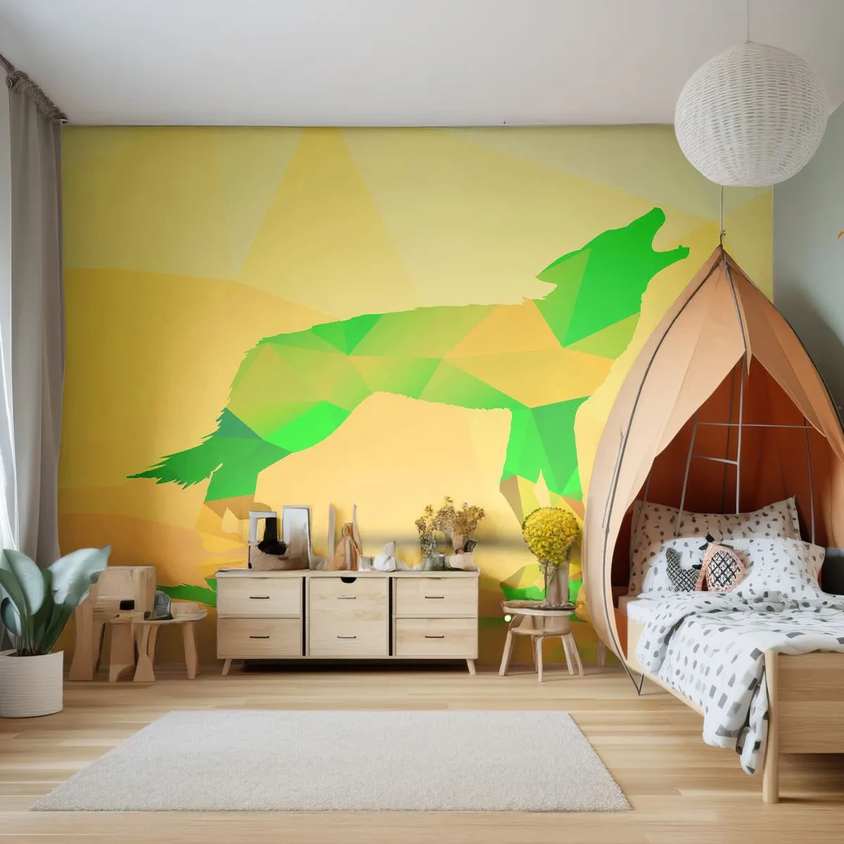 Fototapeta Premium Canvas - Samotný vlk - Zvířata, Vlk, Geometrický obrazec - 250x175 cm