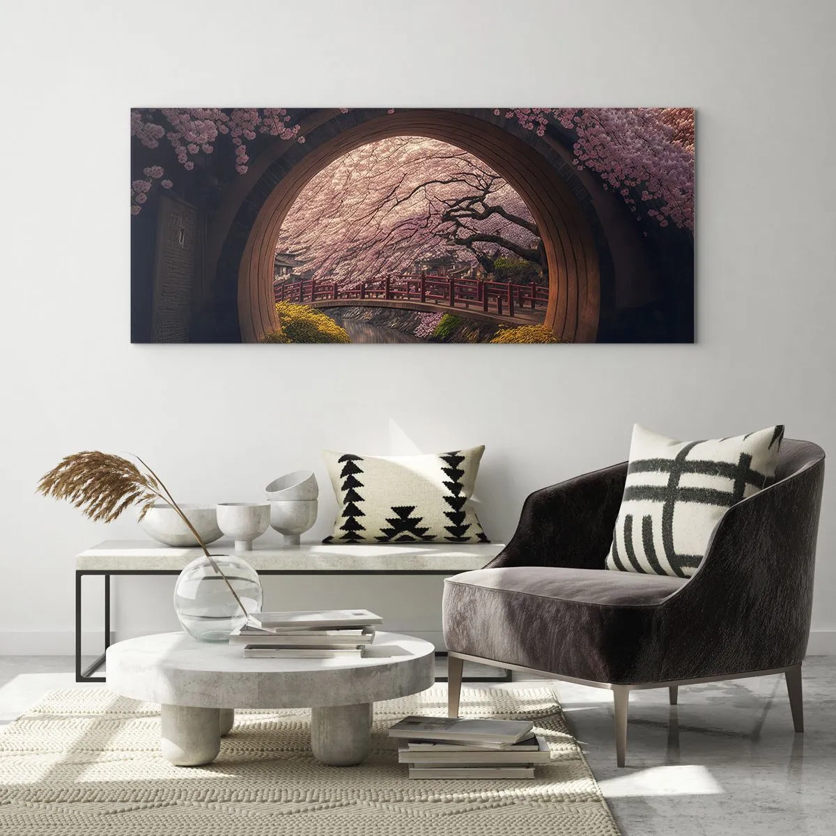 Obraz na skle - Japonské jaro - 100x40 cm