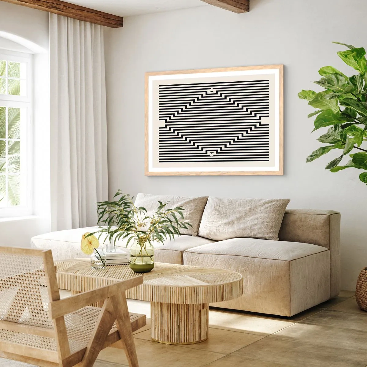 Plakát v rámu světlý dub - Geometrická iluze - 91x61 cm