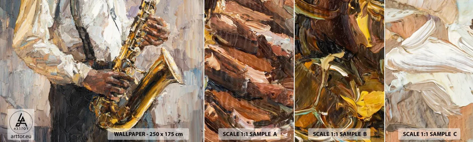 Vzor Fototapety Samolepicí Deluxe Sticker - Čas na sólovou hru - Saxofon, Hudba, Malování - 100x30 cm