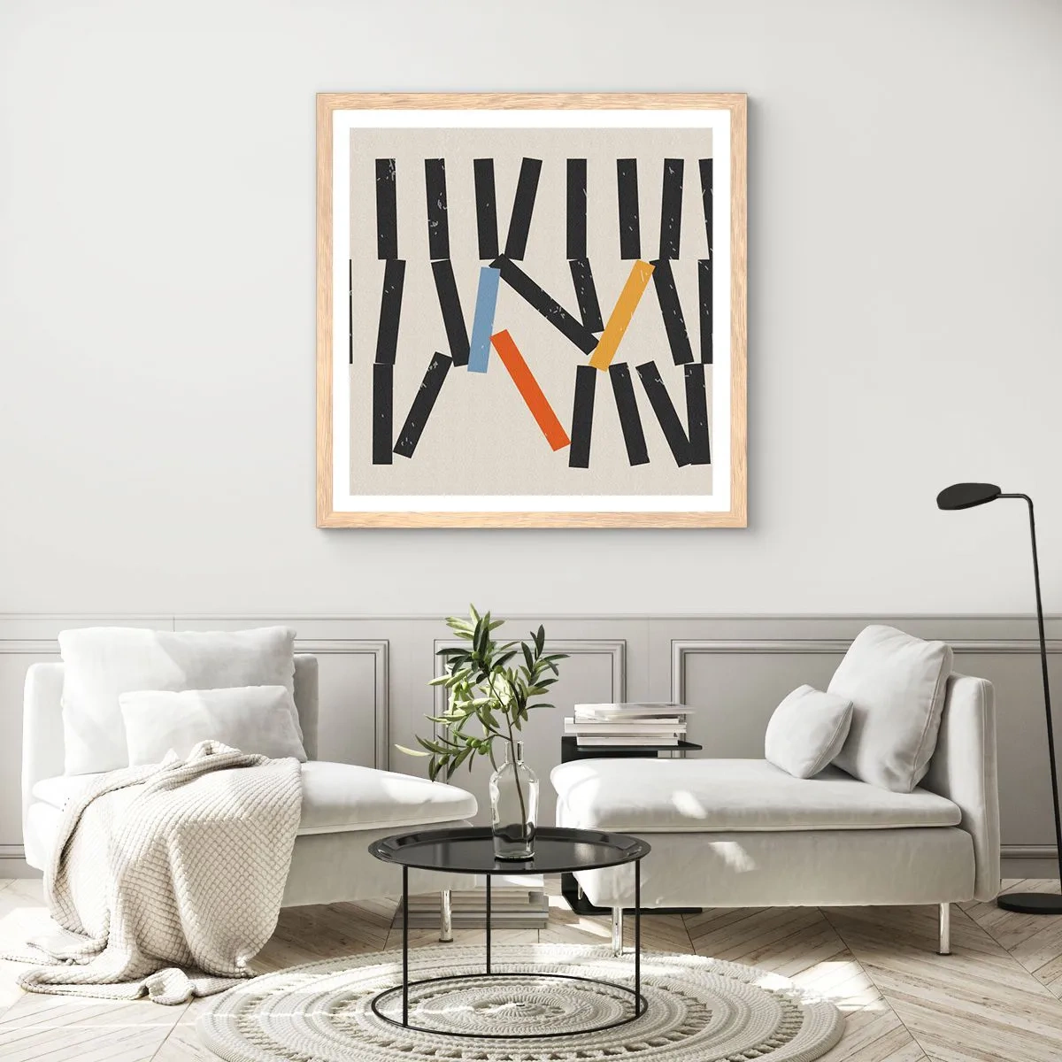 Plakát v rámu světlý dub - Domino – kompozice - 50x50 cm